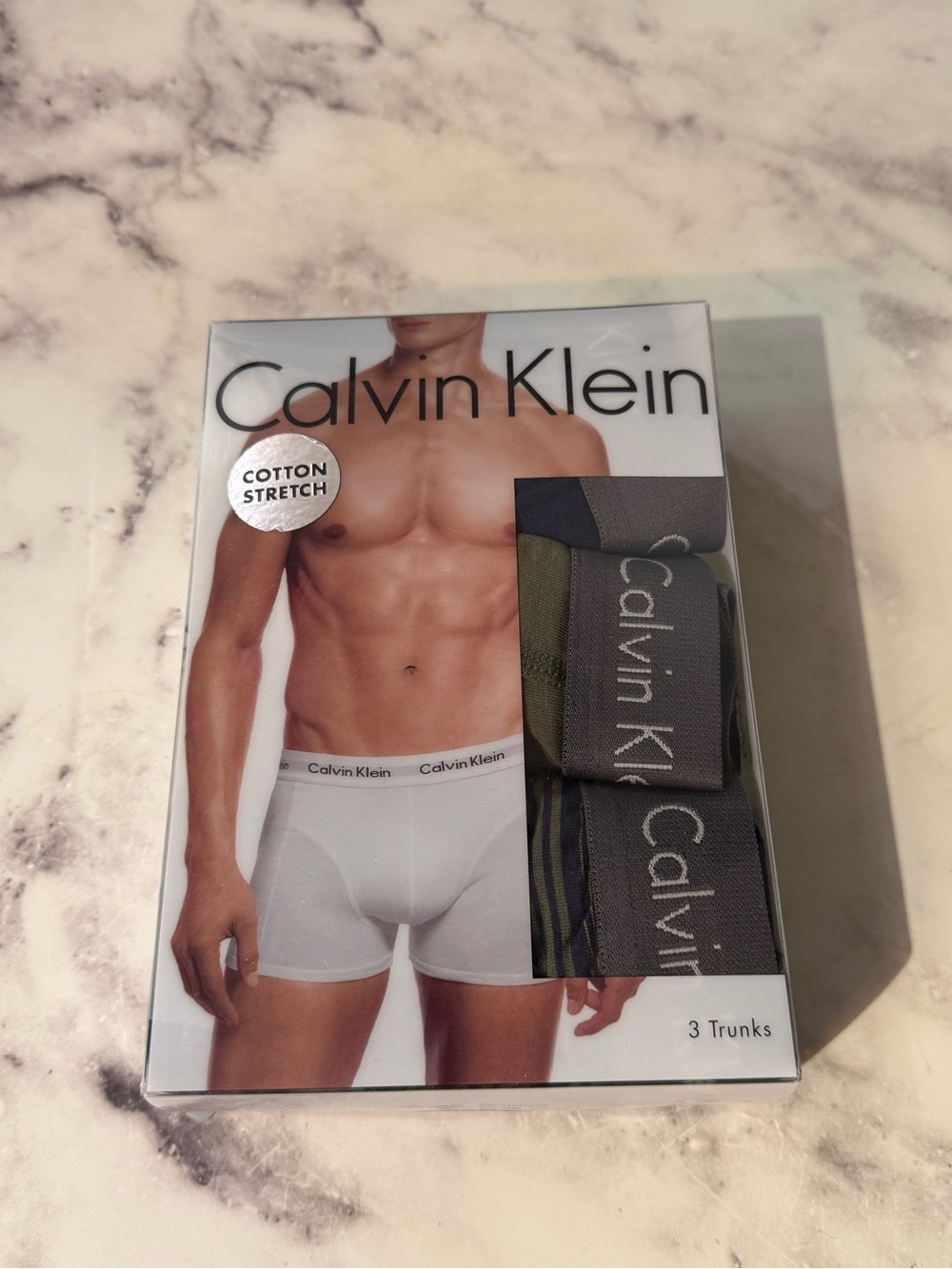 Calvin Klein 3-Pack Boxer Briefs in Navy, Olive, and Striped